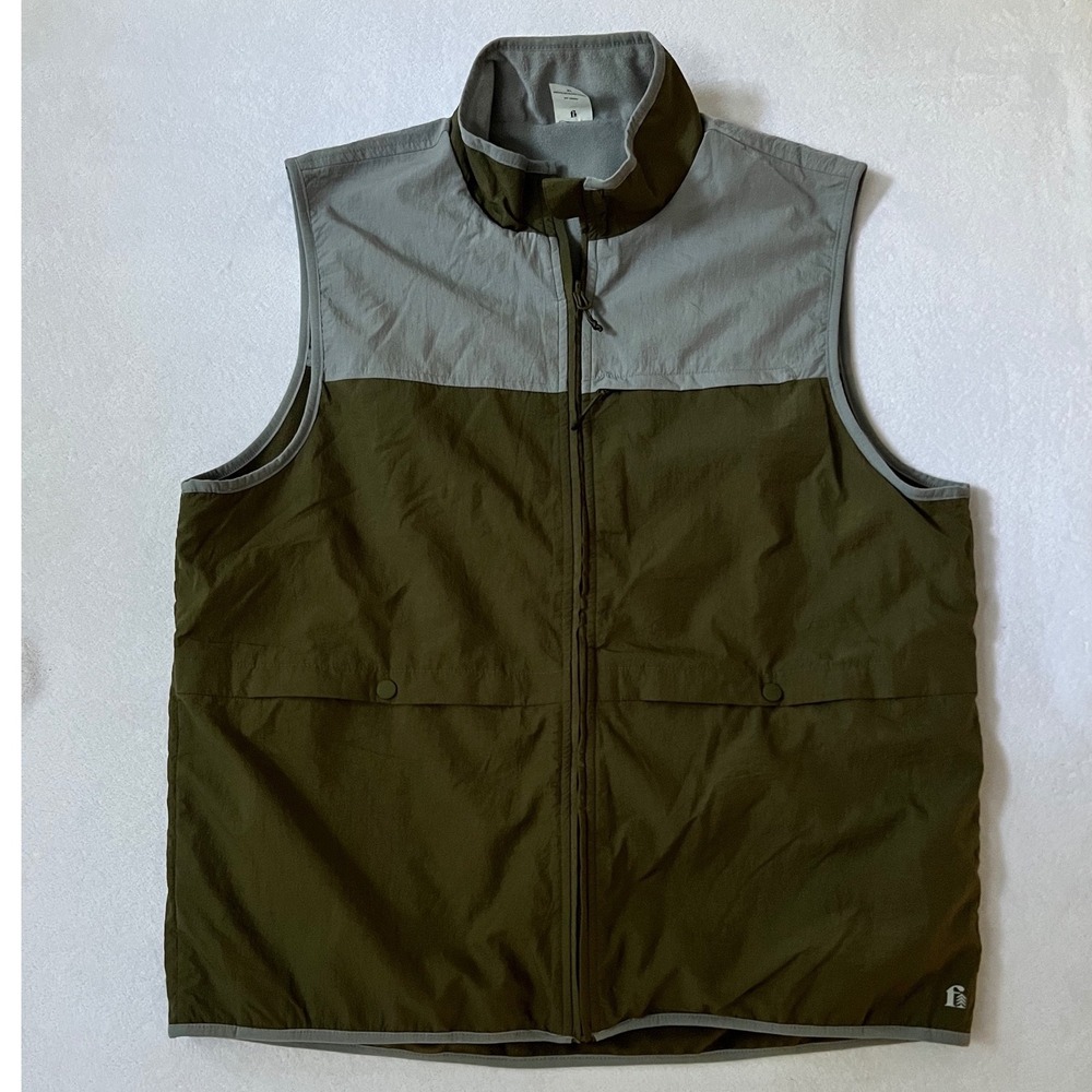 Fielder Bonobos Reversible Vest Olive Green Grey Fleece‎ Shell XL